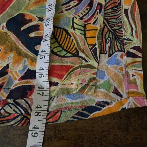 C&C California Womens sz small Linen Rainbow Tropical Floral Kaftan Midi Dress - Picture 12 of 13